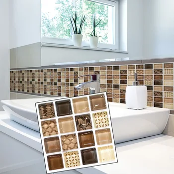 

18pcs Simulation Mosaic Tile Wall Stickers Home Decoration 10*10cm Waterproof