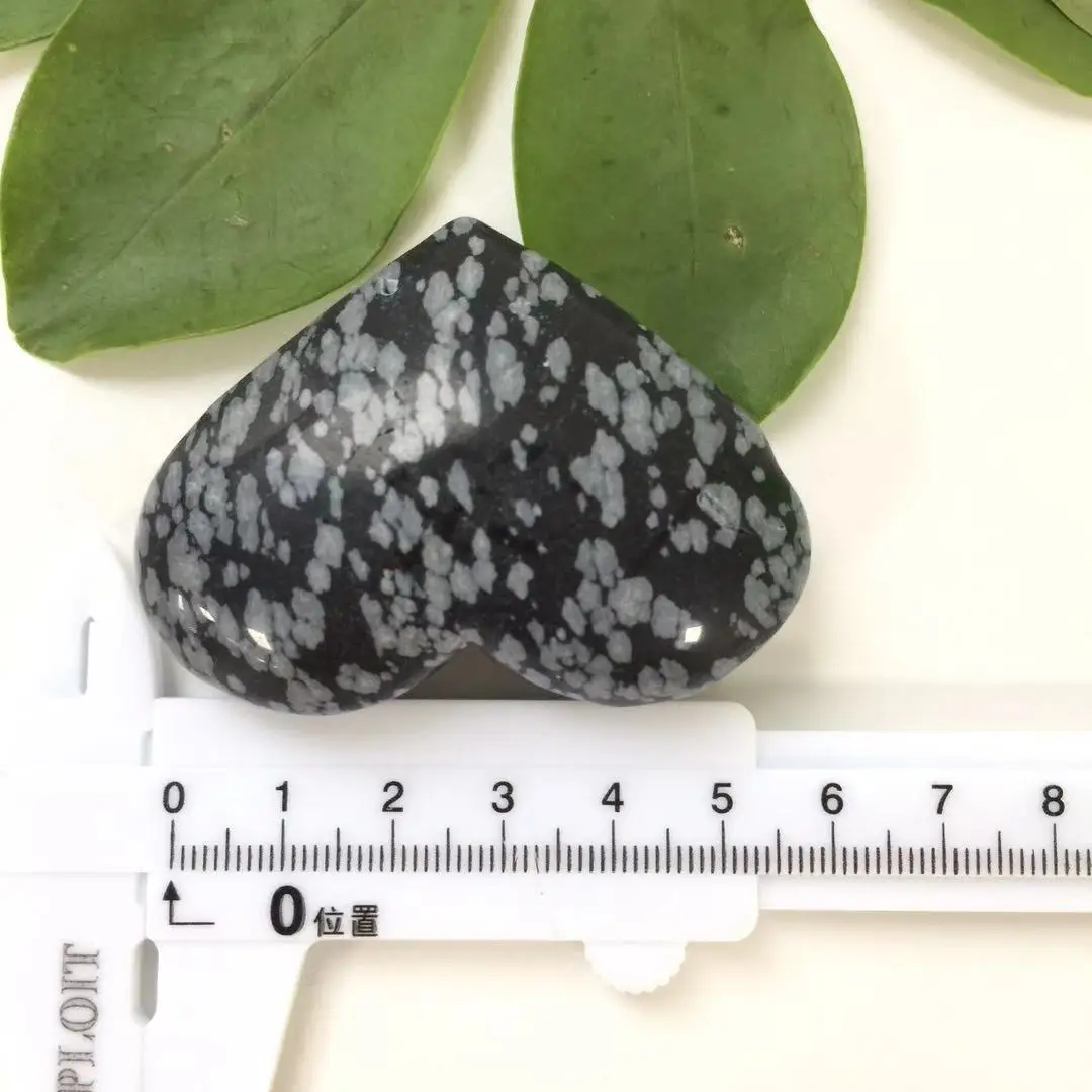 High Quality& Beautiful Natural Snowflake Obsidian Hand Carved Crystal Heart For Present Or Collection ZY