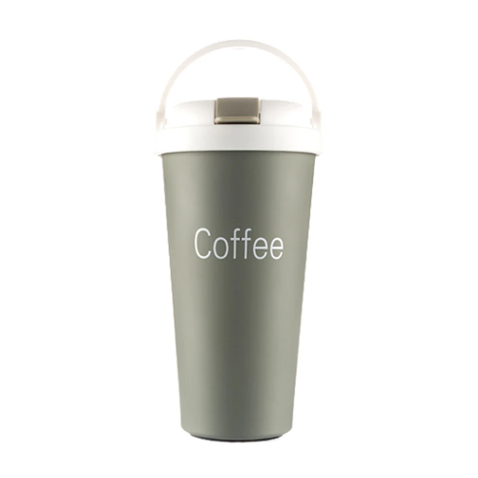 Transhome Coffee Thermos Mug Coffee Cup Stainless Steel Vacuum Cup 500ml Thermos Cup With Handle Coffee Mug Thermo Cups Bottle - Цвет: Green