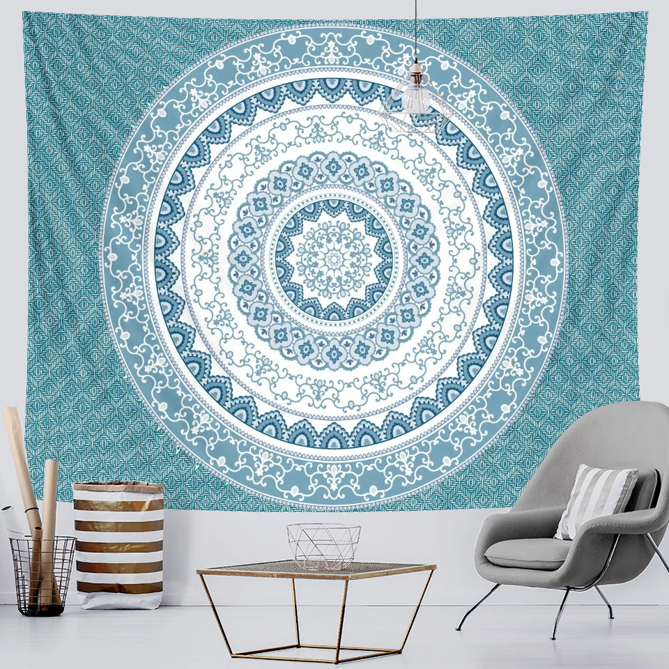 Vintage gradient tapestry home decor Indian psychedelic scene mandala tapestry hippie bohemian decor sheet yoga mat