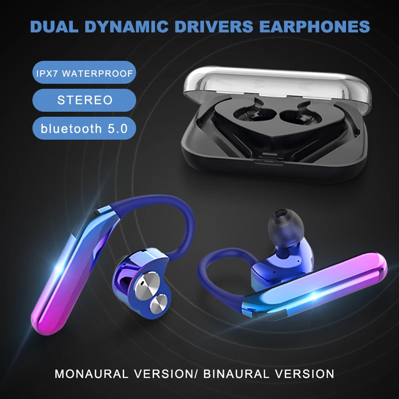 x6 TWS Bluetooth earphones sports earbuds Ear hook music Headset ipx7 waterproof Earphone Works on all Android iOS smartphones