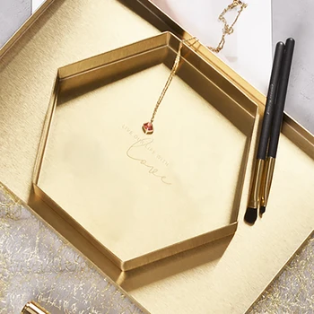 

Fruit Dessert Nordic Style Geometric Shape Jewelry Storage Tray Dining Room Home Decor Stainless Steel Makeup Organizer Dresser