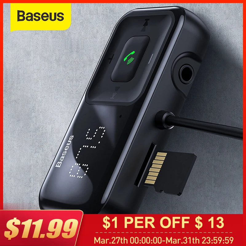 

Baseus Car Bluetooth FM Transmitter Wireless MP3 Player Receiver Dual USB Car Charger Cigarette Lighter For iPhone Samsung