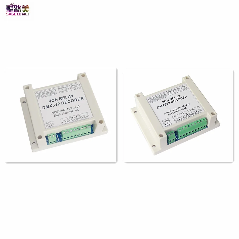 AC110V 220V 50/60HZ DMX Decoder DMX RELAY 3CH/4CH 220 DMX512 Relays