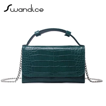 

Luxury Crocodile Pattern Chain Flap Handbags Evening Clutches Mini Crossbody Messenger Shoulder Bags Women Female Ladies Purses