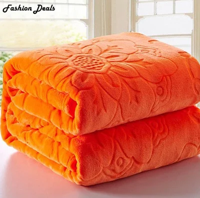King size, 200x230 см, одноцветное, с Цветочным Тиснением, жаккардовое одеяло, толстое, теплое, высокое качество, Коралловое Флисовое одеяло на кровать, плед
