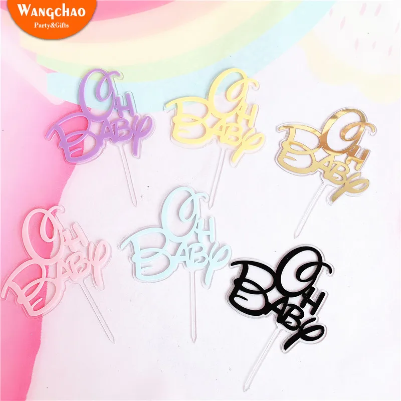 Double Layers Oh Baby Acrylic 1st Happy Birthday Cake Topper Shower Party Supplies Decorating Kids Favors | Дом и сад