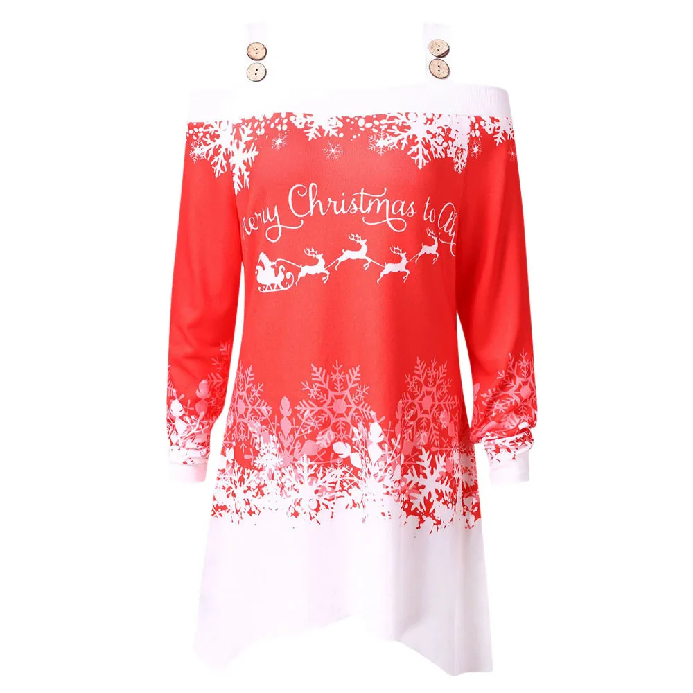 

Women Casual Christmas Off Shoulder Printed high quality materials Sweatshirt Top Blouse woman dress 2019 spring autumn aug 26