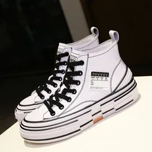 Новая женская обувь с толстой подошвой, натуральная кожа и маленькие белые модные дышащие туфли Gaobang обувь для отдыха безопасная обувь