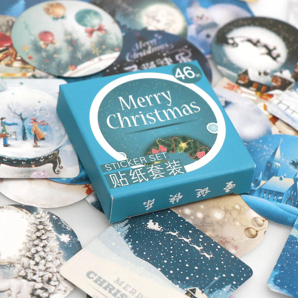 46 шт./кор. Merry Christmas мини бумажная наклейка украшение DIY дневник в стиле Скрапбукинг Рождественская печать наклейка на Рождество DIY подарочная сумка - Цвет: 1