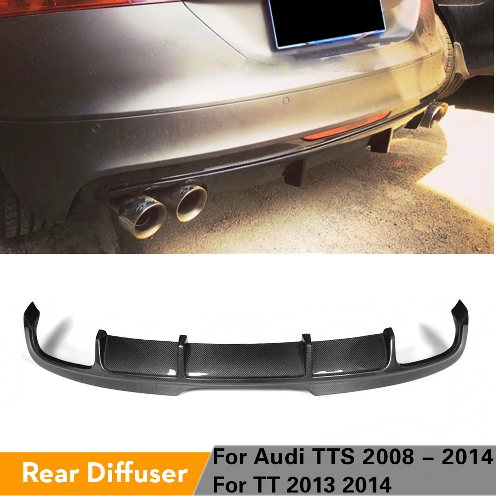 Car Rear Bumper Diffuser Lip for Audi TTS Bumper 2008 - 2014 TT 2013 2014 Bumper Guard Spoiler Carbon Fiber / FRP