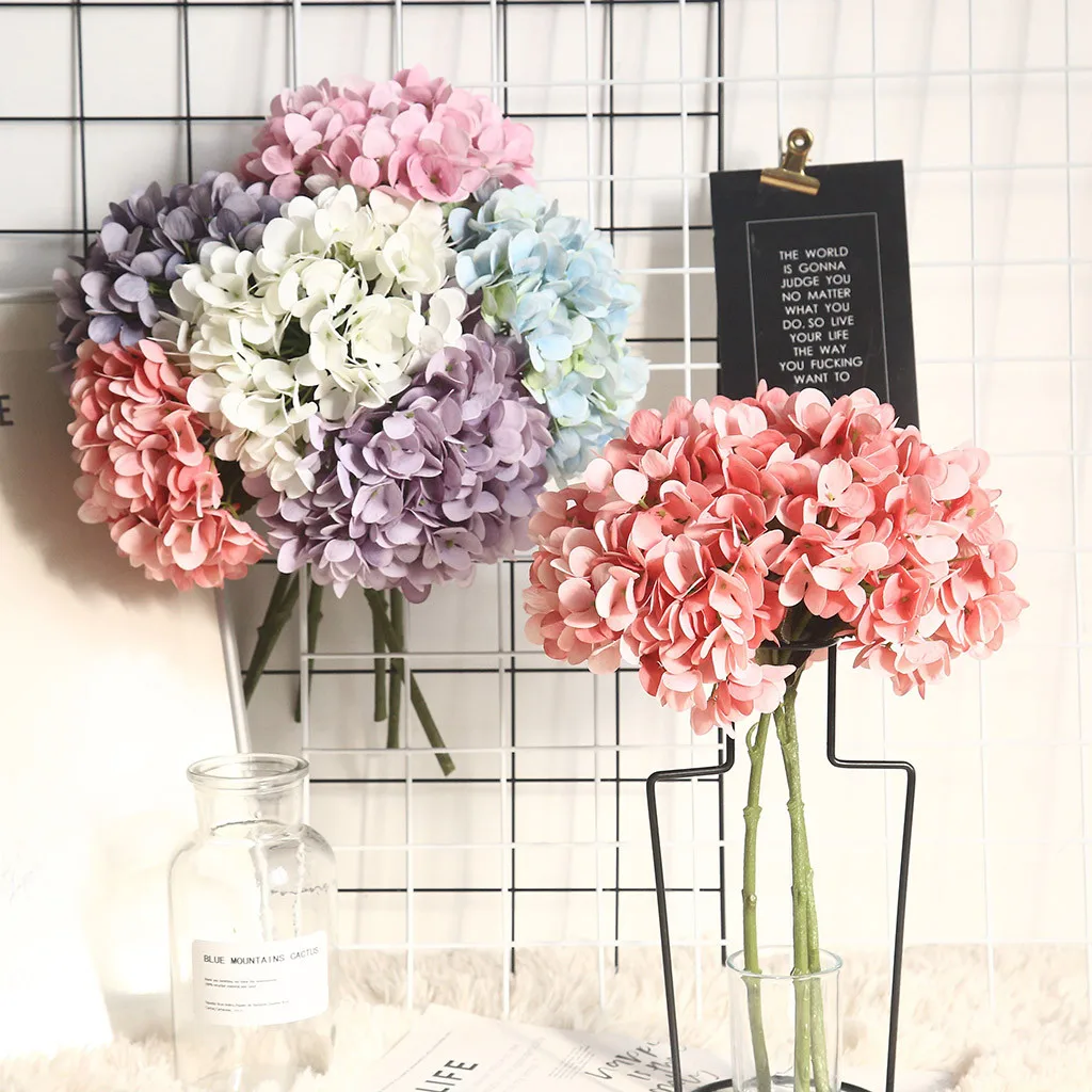 

Simulation Cherry Blossom Flower Bouquet Hydrangea Macarons Artificial Flower Plant Bonsai Wedding Decor INS Wind Flower 7P