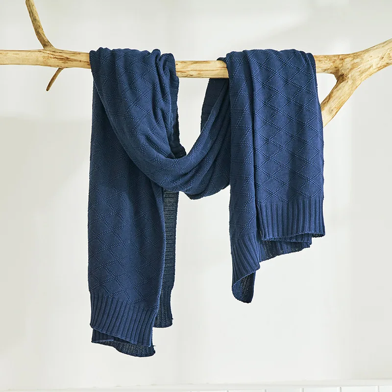 

New Style Knitted Rhombus Blanket Air Conditioner Blanket Cotton Casual Blanket Home Soft Decoration