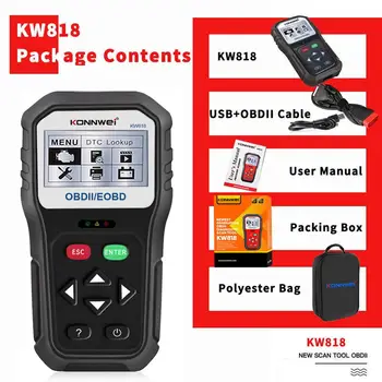 

KONNWEI KW818 Professional OBD2 Scanner Auto Code Reader Diagnostic Check Engine Light Scan Tool for OBD II Cars After 1996