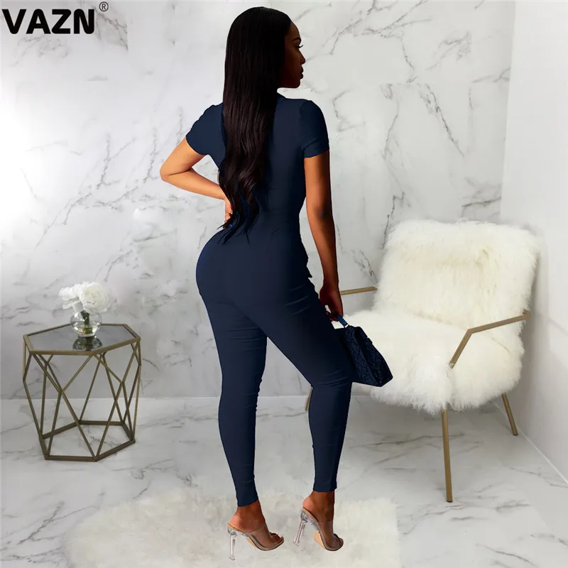 VAZN SMR934 продукт летняя повязка леди 2 цвета комбинезон с коротким рукавом комбинезон с v-образным вырезом сексуальная леди широкий костюм-комбинезон
