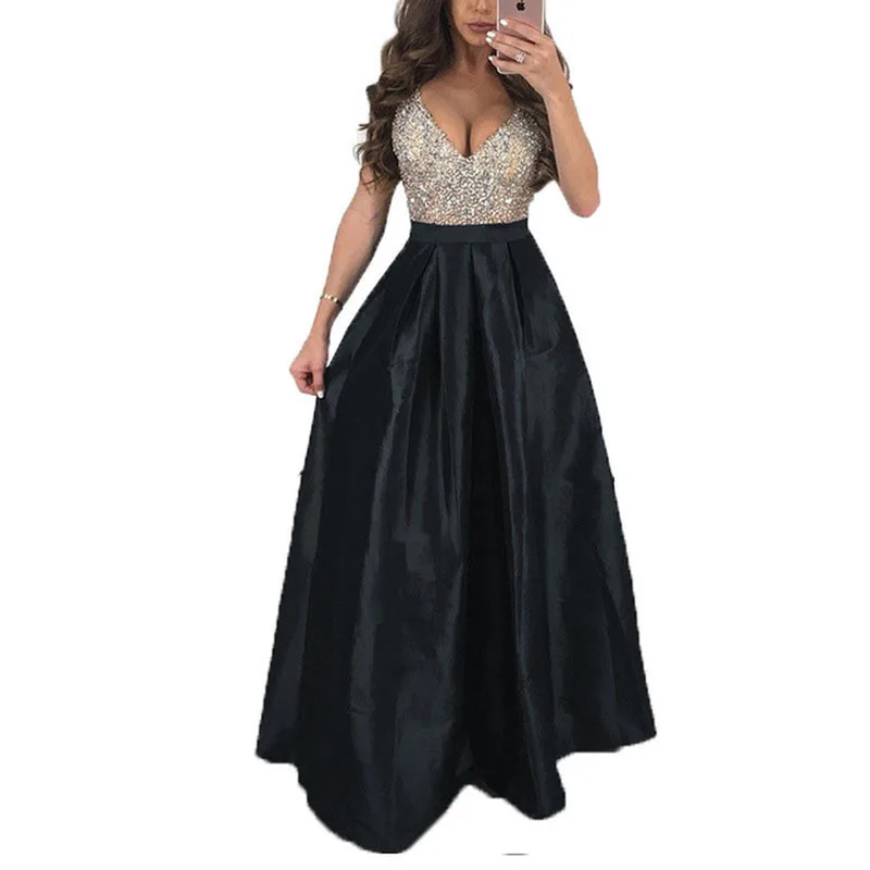 

New Dresses Woman Party Night Sexy Deep V Neck Backless Summer Dress Women Evening Maxi Dress Holiday Long Party Dress Elegant