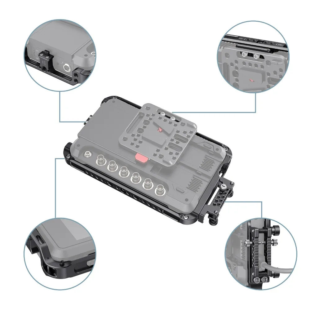 SmallRig камера клетка комплект и солнцезащитный козырек для Atomos Shogun 7 монитор с HDMI кабель зажим монитор клетка 2409