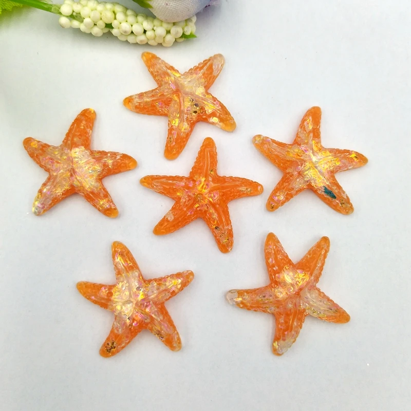 20pcs  Resin Adorable Glitter Colorful Starfish  For Home Wedding DIY Embellishments For Scrapbooking Accessorie