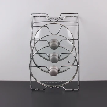 

1pcs 5-Layer Pot Lid Holder Storage Organizer Stainless Steel Wall Door Mount Racks Shelf for Home Bar Pan Lid Kitchen Supplies