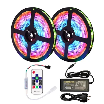 

Waterproof Flexible Color Changing WS2811 RGB SMD 5050 LED Strip Light Kit with 14 17 Keys RF Remote Controller and 12V Power