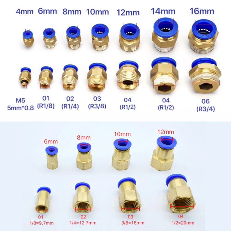 Levegőműködtetésű Nóta csatlakozó Arra való PC/PCF/SL/PB/PX/PL 10mm 12mm 14mm 16 Befűz M5 3/4