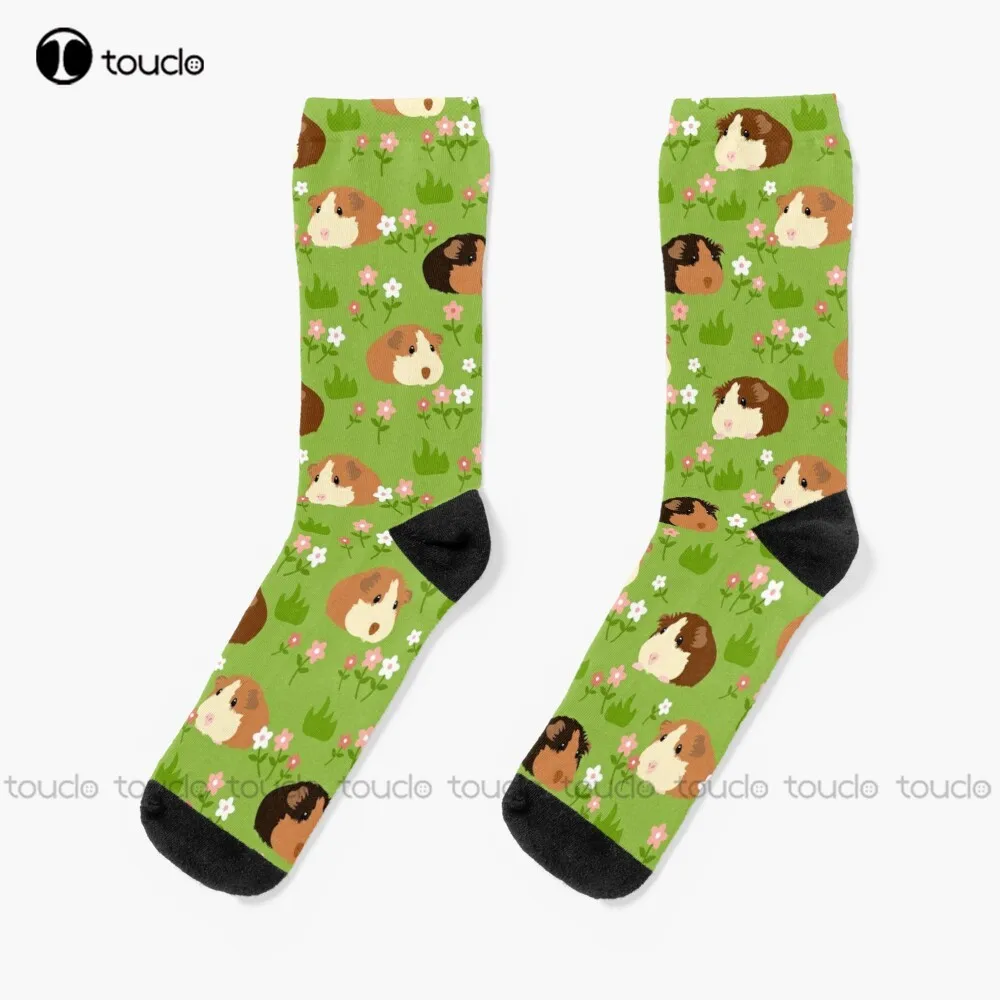 

Guinea Pig And Flowers - Green Socks Socks Womens Personalized Custom Unisex Adult Teen Youth Socks 360° Digital Print Gift