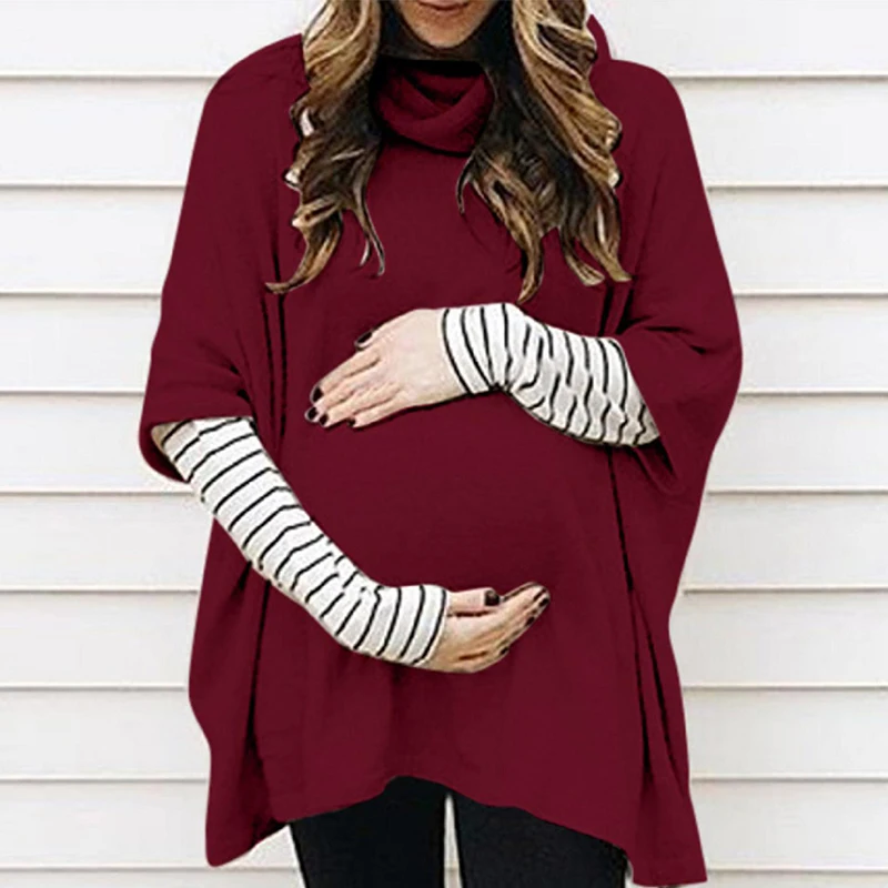

2019 European and American Women's Loose Sweater Stripe Two-piece Suit Tide Mom Women's Maternity Wear Winter Coat Women