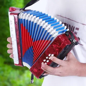 

Mini Small 17-Key 8 Bass Accordion Educational Musical Instrument Toy for Kids Children Amateur Beginner Christmas Gift