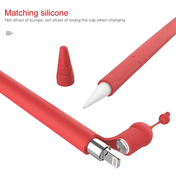 

1 Set Cute Anti-scroll Silicone Protective Case Cap Holder Nib Protective Cover Cartoon Bear Skin Case For Apple Pencil 1st