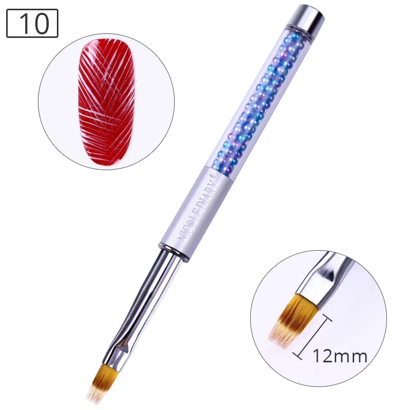1Pc UV Gel Nail Drawing Brush Pen Gradient Liner with Rhinestone Handle Manicure Painting Tools for Nail Art Design - Цвет: Purple-010