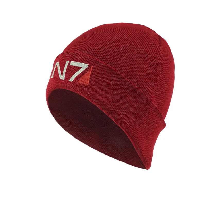 Шапка-бини с логотипом Mass Effect N7, черная, красная, серая, унисекс, один размер, вязаная шапка с вышивкой для мужчин и женщин