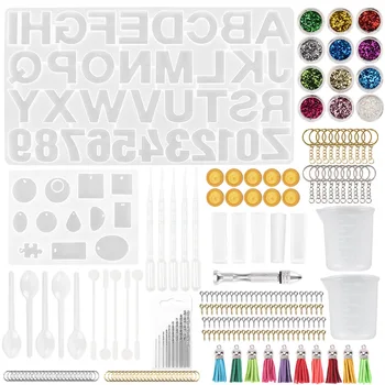 

One Set Diy Alphanumeric Crystal Drop Pendant Mirror Silicone Mold Epoxy Key Pendant Tool Kit for Jewelry Making DIY Tool