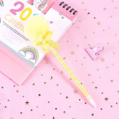 Yellow Kawaii Плюшевые шариковые ручки креативные рекламные ручки шариковые ручки для школьников призы подарки канцелярские принадлежности - Цвет: Yellow