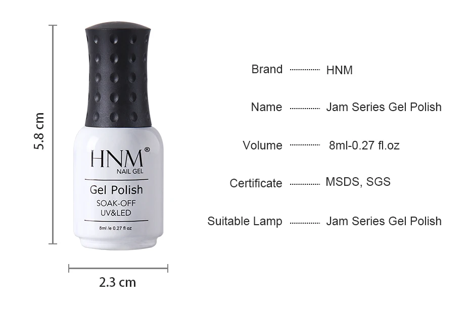 HNM Новая серия jam УФ-гель для ногтей DIY Дизайн ногтей Замачивание от матового верха лак светодиодный светильник полу Перманентная краска Лаковая эмаль