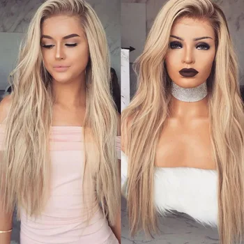 

Transparent Lace Ombre Blonde Highlight Side Part 13x6 Lace Front Human Hair Wigs 150Density Wavy Glueless Virgin Full Lace Wigs