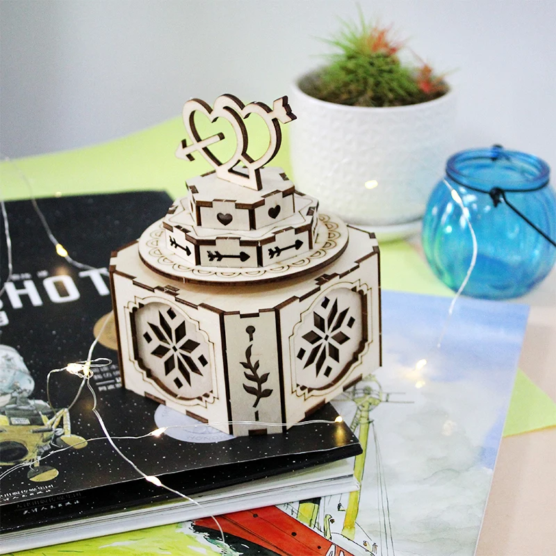 Домашний декор DIY деревянная миниатюрная Музыкальная Шкатулка винтажная фигурка Шестерня модель украшения аксессуары для подарка на год