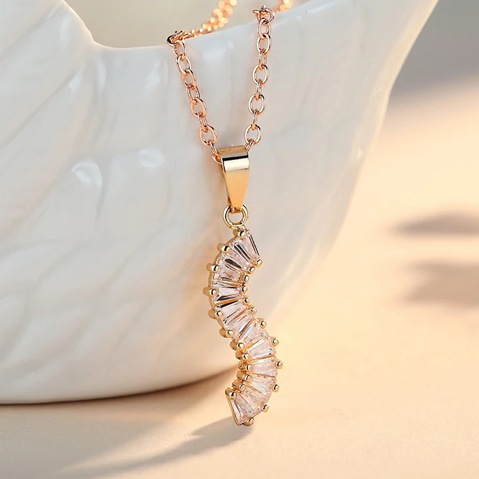 

UILZ New Gold Color T Shape Irregular Shape Zircon Pendant Necklace for Woman Female Exquisite Accessories Gifts UNL269