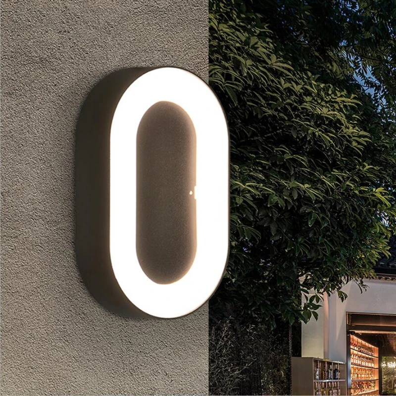 

Nordic Creative LED Wall Lamp Outdoor Oval Wall Lamp 10W Hotel Lobby Bedroom Guest Room Courtyard Wall Lamp