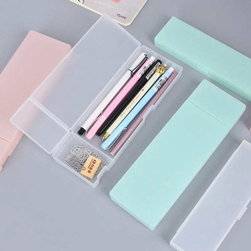 

Creative Solid Color Pencil Case Pp Translucent Matte Storage Pencil Box For Kids Student Office School Stationery Supplies
