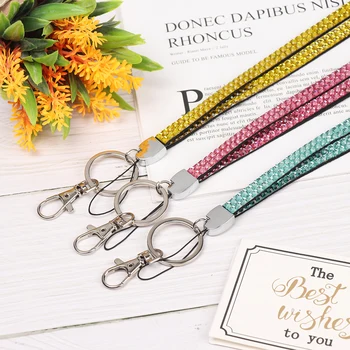 

1PC Neck Strap Sparkly Clip Mobile Phone Hanging Rope Office Necklace Rhinestone Bling Lightweight Lanyard Badge ID Card Holder