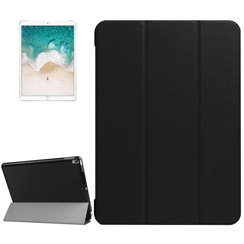 

PU Litchi Texture 3-folding Smart Case Clear Back Cover with Holder For iPad Pro 10.5 inch Ultra-thin Magnetic Case for iPad