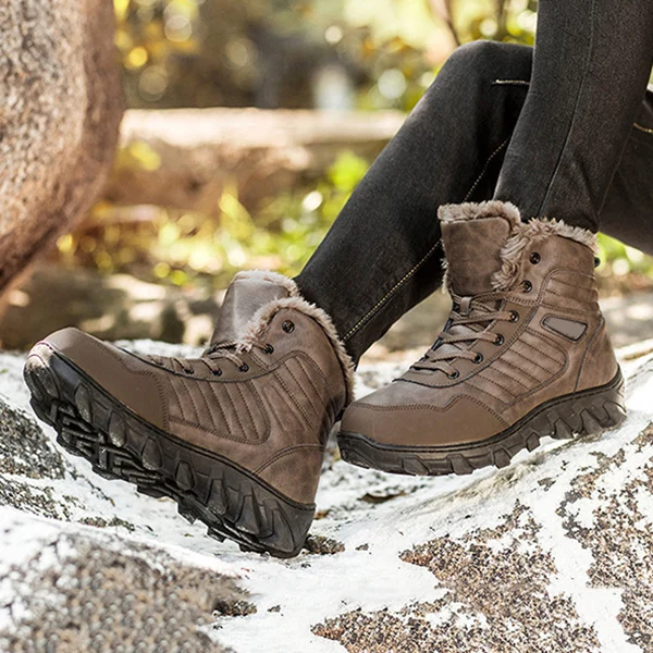 New Arrival Men PU Leather Sport Winter Boots Warm Shoes Thicken Soft Anti-slip for Outdoor