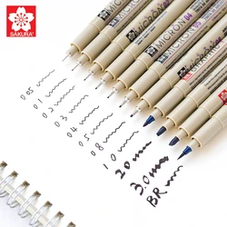 SAKURA – stylos microns PIGMA à pointe aiguille 003 005 01 02 03 04 05 08, pinceaux fins, marqueurs de dessin pour croquis, papeterie japonaise 