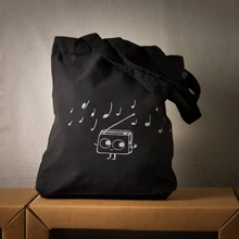 Музыкальный тоут из хлопкового полотна сумка для покупок Милая танцевальная радио музыкальная графическая в нескольких цветах забавная подарочная сумочка на молнии