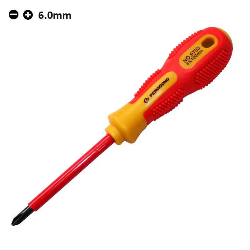 Durable 6mm Phillips Slotted Screwdriver Electrician Insulated