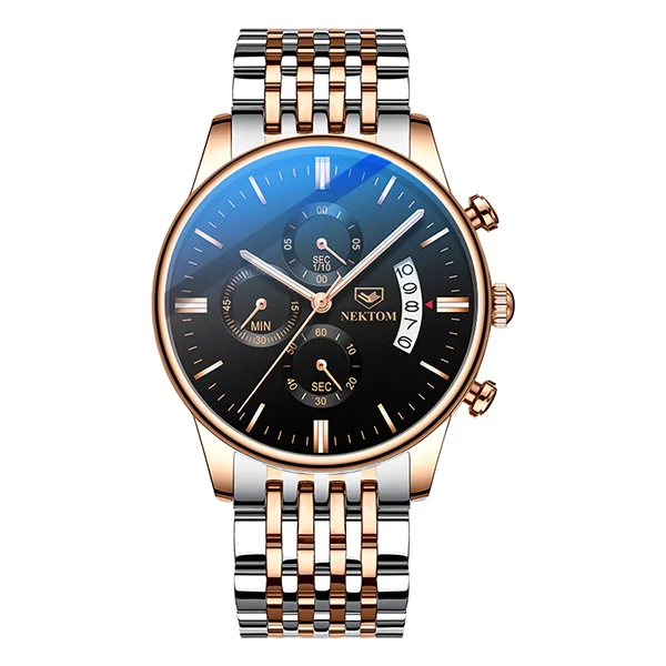 NEKTOM мужские часы водонепроницаемые кварцевые бизнес часы Роскошные мужские повседневные спортивные часы мужские часы Relogio Masculino relojes hombre - Цвет: G8186A