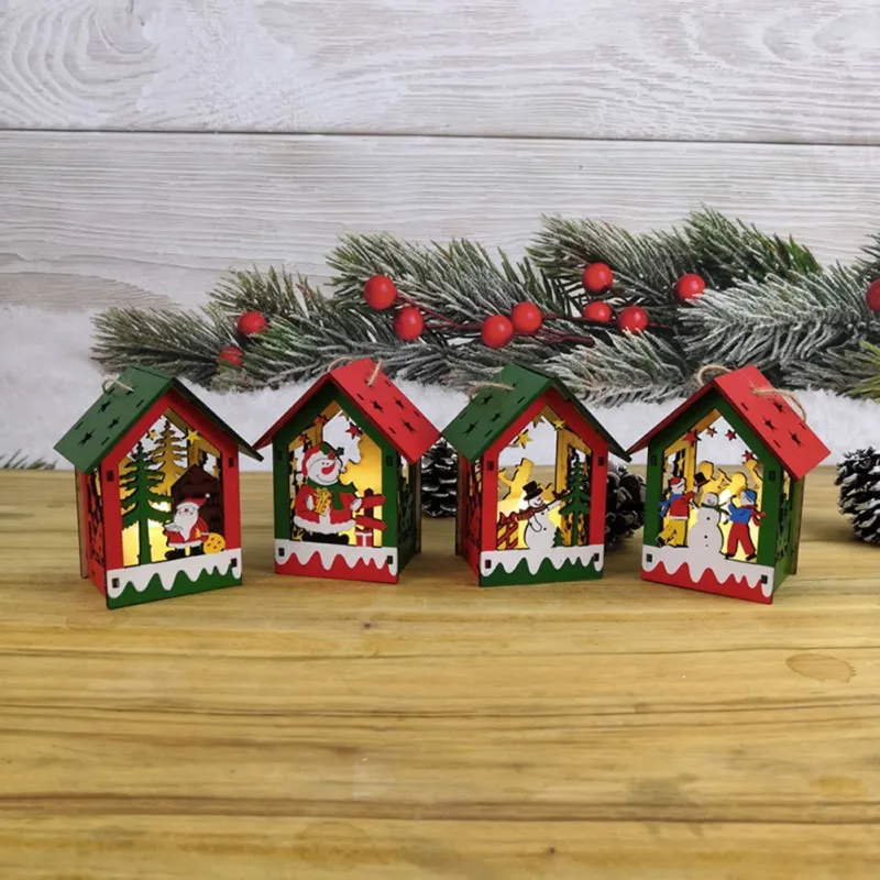 DIY светящийся Рождественский домик инновационный рождественский дом, заснеженный с светлым красочным деревянным домиком Новогодняя Рождественская елка Decora