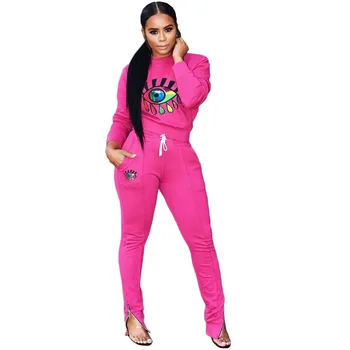 

2019 autumn new long sleeve women set lip eyes printed outfits suit sportwear tracksuits