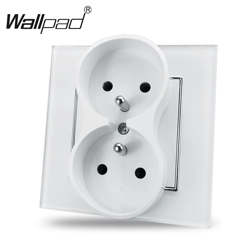European Style Double French Socket, 16A, Wallpad White with Claws