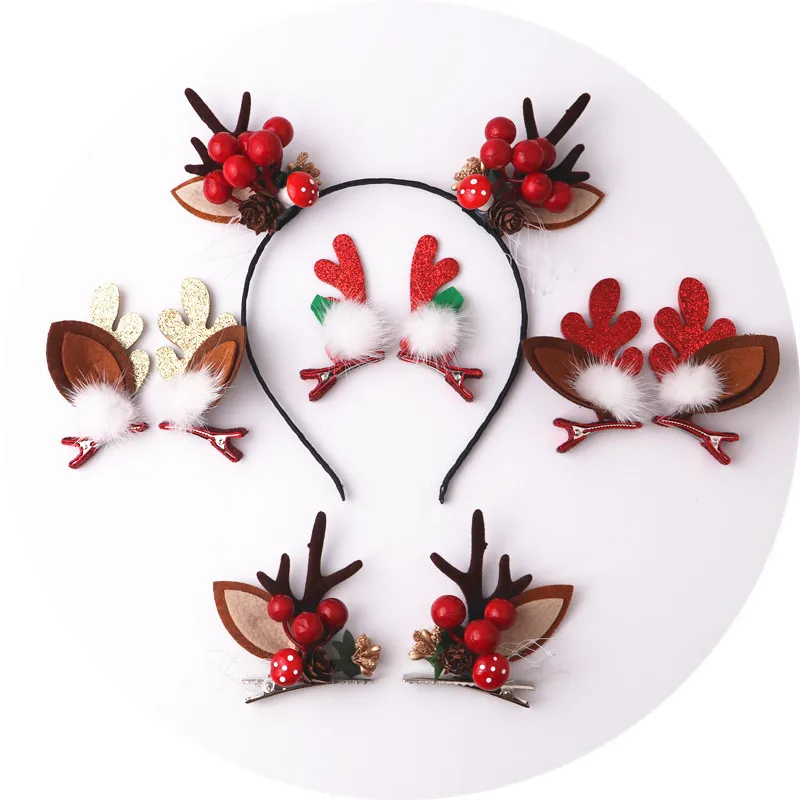 14 Cute Style Christmas Hair Clips Moose Horns Ladies Used As Holiday Accessories Gifts For Girls | Украшения и аксессуары